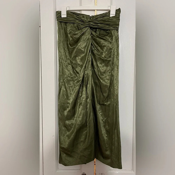 Vince Metallic Twist Front Cotton Blend Skirt in Green - Picture 7 of 10